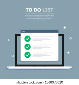 The to do list box is depicted in a computer on a blue background. Above, white text is written. White objects are depicted in the background.