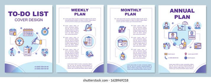To do list brochure template. Long and short term planning. Flyer, booklet, leaflet print, cover design with linear icons. Vector layouts for magazines, annual reports, advertising posters