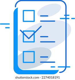Para hacer una lista de iconos de administración de negocios con un estilo de esquema azul. lista, papel, nota, negocio, cheque, lista de verificación, firma. Ilustración vectorial