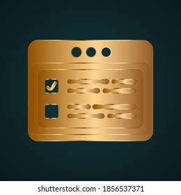 To do list calendar icon vector logo. Gradient gold metal with dark background