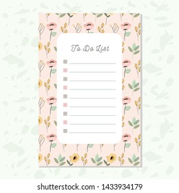 to do list card with beautiful floral pattern