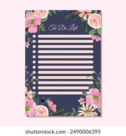 to do list card with floral watercolor frame