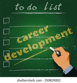 To do list career development chalk on a blackboard 3d hand EPS10