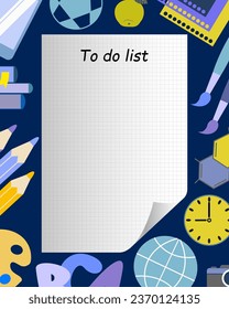 To do list. To carry out lists, a simple design with a trendy background. Template for agendas, planners, checklists and other children's stationery. Isolated. Vector design.