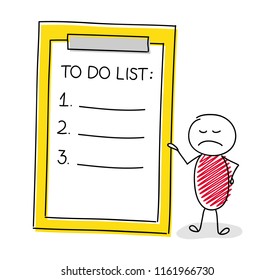 To do list with cartoon stickman. Vector.