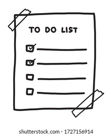 to do list / cartoon vector and illustration, black and white style, isolated on white background
