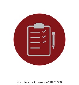 To do list, check list clipboard vector icon with pencil on red
