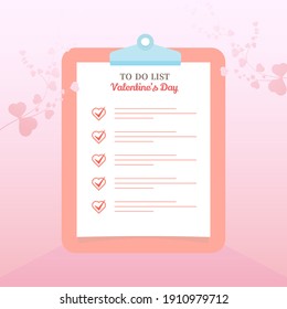 To do list and check list concept illustration in Valentine's day.
