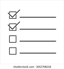 Para hacer una lista o un icono de lista de verificación. Vector de iconos blanco y negro.