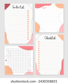 To do list, checklist, notes template in trendy colors of the year. Peach fuzz. Set of paper sheets. Vector illustration for agenda, planners, checklists, notebooks and other stationery. Layout A5