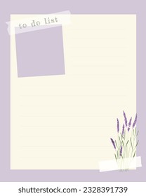 To do list collage template for note reminder planner, lavender watercolor hand drawing.