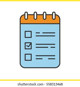 To do list color icon. Notebook with tick mark. Notepad. Isolated vector illustration