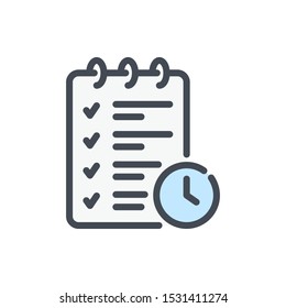To do list color line icon. Timing checklist vector outline colorful sign.