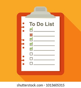 To do list concept. Daily routine and planning, time management flat vector cartoon illustration. Objects isolated on background.