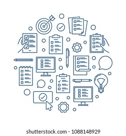 To do list concept round illustration. Vector blue planning circular minimal symbol