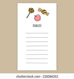 To Do List with cute vector candy illustrations on top.