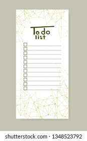 To do list. Design with abstract lines and dots. Vector illustration. Empty checklist.