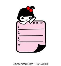 to do list design hand drawn girl Character illustration vector file