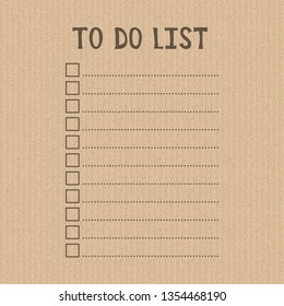 To do list. The design on the cardboard. Vector illustration. Empty checklist.