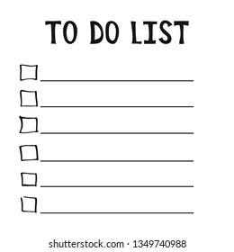 To do list. Doodle design. Vector illustration. Empty checklist