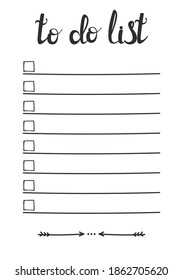 To Do List in doodle sketch style. Vector illustration. Planner. Schedule. Notes template