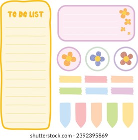 to do list. doodle tape text  collection. colorful organization paper. notebook page