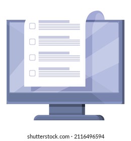 So führen Sie eine Liste der Prüfung Symbol Cartoon Vektor. Online-Test. Digitales Formular