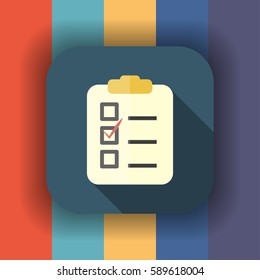 do list flat icon with long shadow, vector illustration