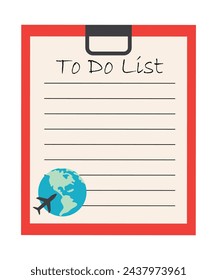 To do list. Glider, a printing pad with an empty space for writing. To-do list icon with hand-drawn text. Notepad for stationery on a transparent background. Vector illustration