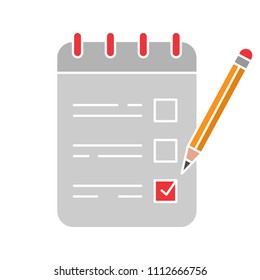 To do list glyph color icon. Notepad with pencil. Taking notes. Checklist. Silhouette symbol on white background with no outline. Negative space. Vector illustration