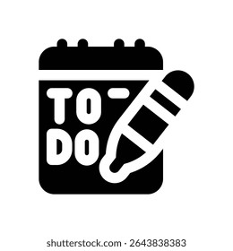 to do list glyph icon. Strong and solid vector icon for websites, mobile interfaces, presentations, and visual branding. High quality and easy to edit.