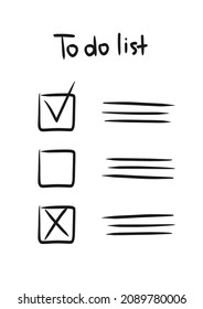 Para hacer la lista. Ilustración vectorial de la lista de verificación de dibujos manuales