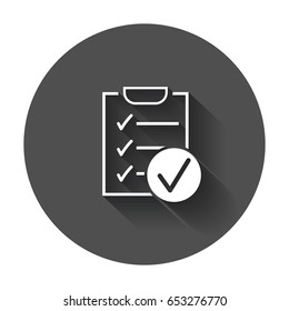 To do list icon. Checklist, task list vector illustration in flat style. Reminder concept icon with long shadow.