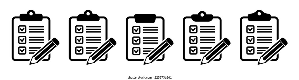 To do list icon. Clipboard with pencil vector icon. Black illustration isolated on white background for graphic and web design.