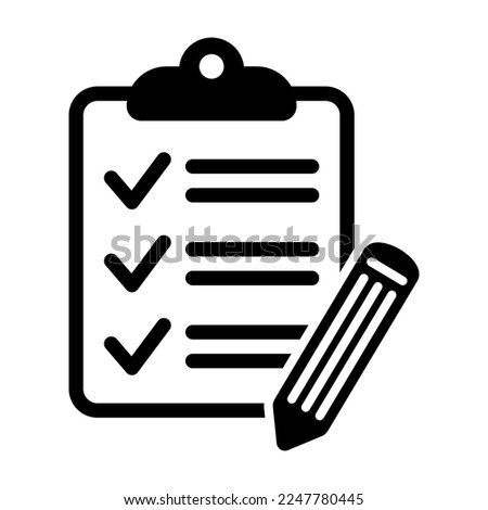 To do list icon. Clipboard with pencil vector icon. Black illustration isolated on white background for graphic and web design.