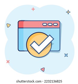 To do list icon in comic style. Document checklist cartoon vector illustration on white isolated background. Notepad check mark splash effect business concept.