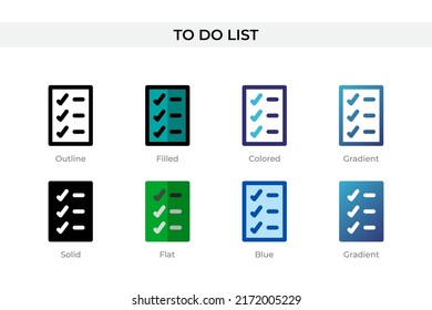 To Do List icon in different style. To Do List vector icons designed in outline, solid, colored, filled, gradient, and flat style. Symbol, logo illustration. Vector illustration