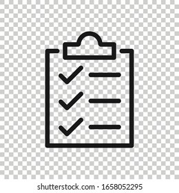 To do list icon in flat style. Document checklist vector illustration on white isolated background. Notepad check mark business concept.