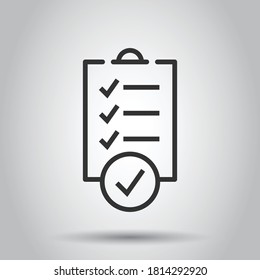 To Do List Icon In Flat Style. Document Checklist Vector Illustration On White Isolated Background. Notepad Check Mark Business Concept.