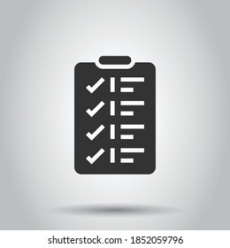 To do list icon in flat style. Document checklist vector illustration on white isolated background. Notepad check mark business concept.