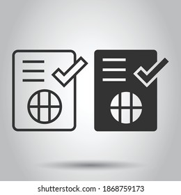 To do list icon in flat style. Document checklist vector illustration on white isolated background. Notepad check mark business concept.