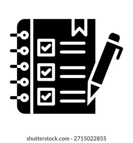 Ilustración vectorial de estilo de glifo de icono de lista de tareas pendientes