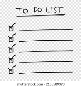 To do list icon with hand drawn text. Checklist, task list. Vector illustration