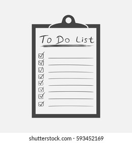 To do list icon with hand drawn text. Checklist, task list vector illustration in flat style on white background.
