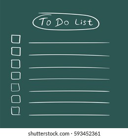 To do list icon with hand drawn text. Checklist, task list vector illustration in flat style on green background.