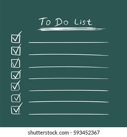 To do list icon with hand drawn text. Checklist, task list vector illustration in flat style on green background.