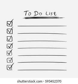 To Do List Icon With Hand Drawn Text. Checklist, Task List Vector Illustration In Flat Style On White Background.