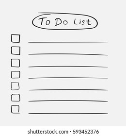 To do list icon with hand drawn text. Checklist, task list vector illustration in flat style on white background.