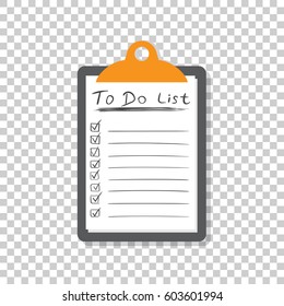 To do list icon with hand drawn text. Checklist, task list vector illustration in flat style on isolated background.