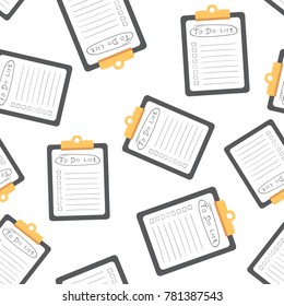 To do list icon with hand drawn text seamless pattern background. Business flat vector illustration. Checklist, task list symbol pattern.